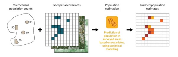 Graphic diagram showing bottom-up population modelling logic