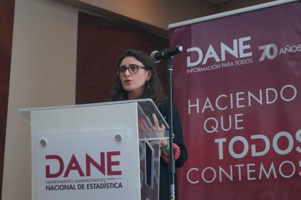 Senior Enterprise Fellow Dr Natalia Tejedor-Garavito addressing DANE's “Statistical Mind: 70 making us all count" meeting in Bogotá, Colombia