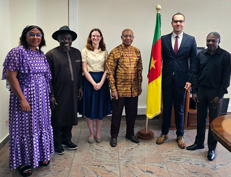 Dr Qader and Dr Steingraber meet with Mr Joseph TEDOU Director General, National Institute of Statistics, and INS leadership