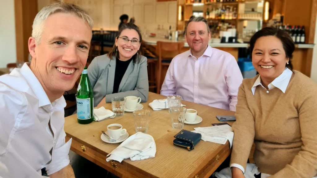 Andy Tatem and Ian Coady meeting with Dr. Dana R Thomson and Paola Kim-Blanco