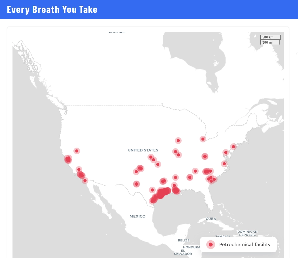 Screen capture of Greenpeace "Every Breath You Take" interactive map portal