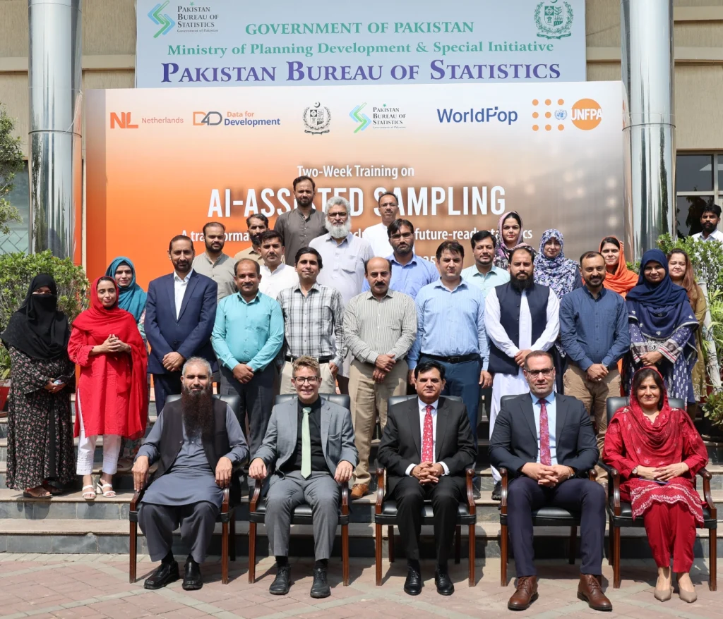 Photo of AI Assisted Sampling Workshop participants and leaders at Pakistan Bureau of Statistics, Islamabad.