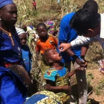 Photo of Administering vaccine on a farm in Nigeria