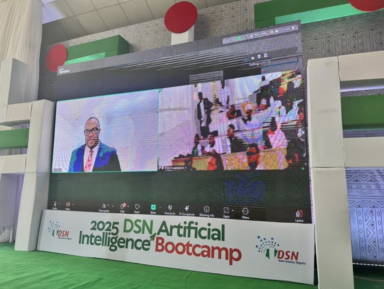 Photo of Dr Chris Nnanatu speaking remotely at DSN2025