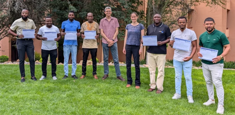 Photo of Namibia DEGURBA workshop participants with completion certificates.