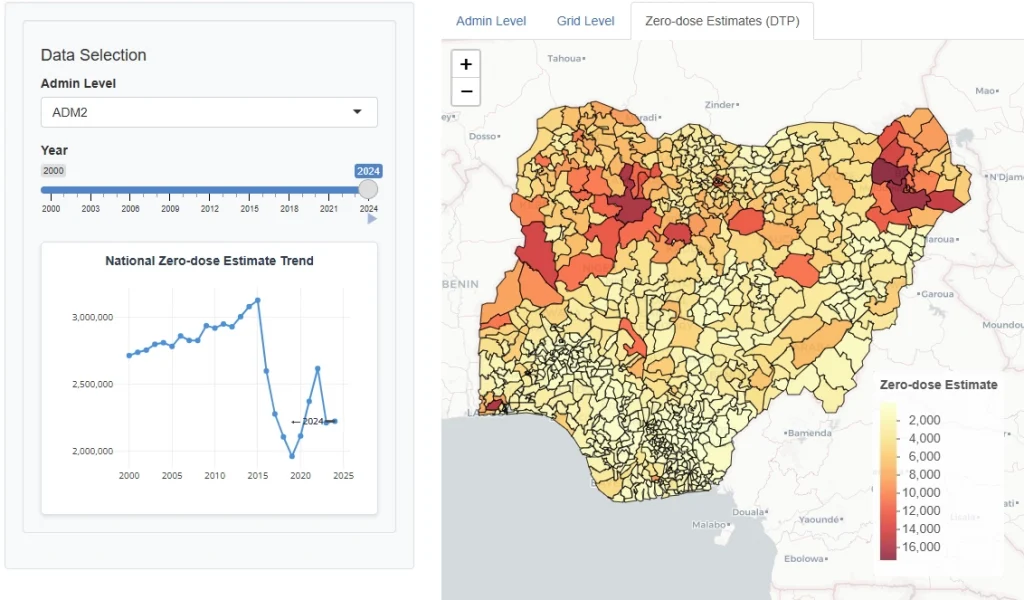 Nigeria Vaccination Coverage Estimates Explorer web interface