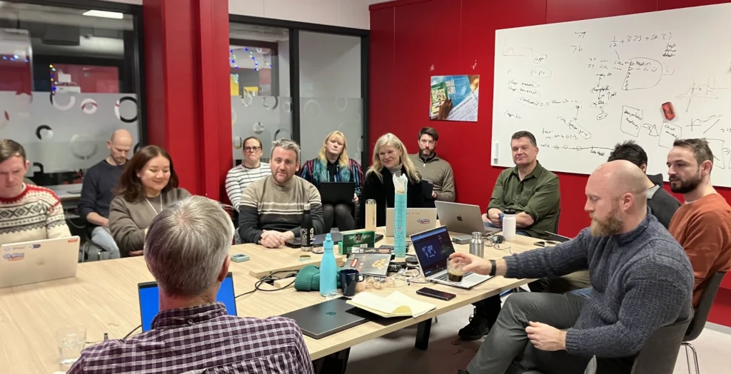 Photo of the WorldPop senior team meeting with their counterparts at DHIS2, University of Oslo