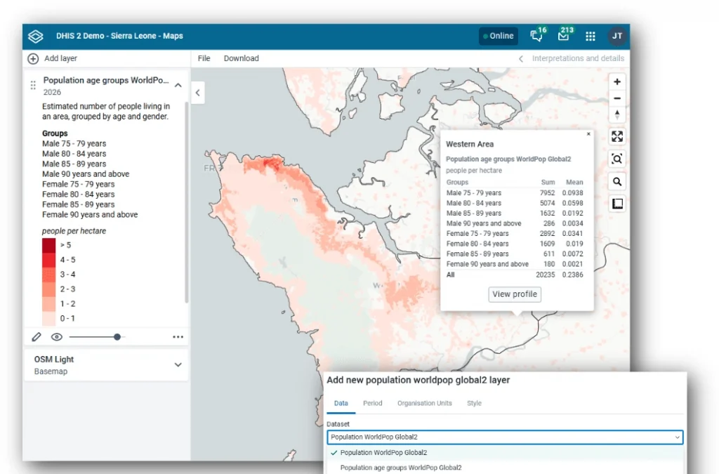 Graphic image of DHIS map interface