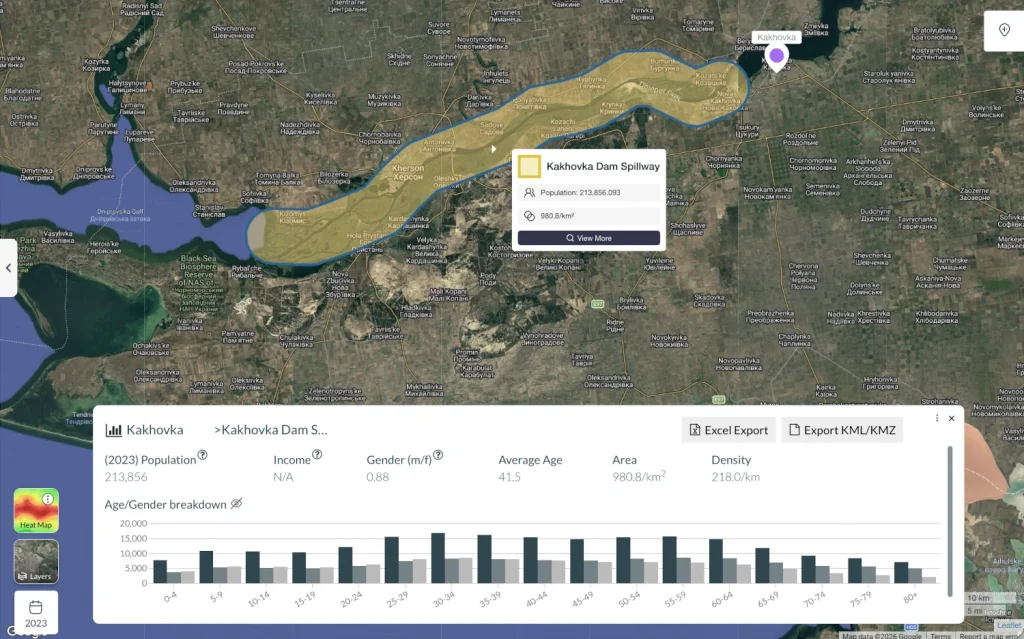 Screen capture of Population Explorer interface