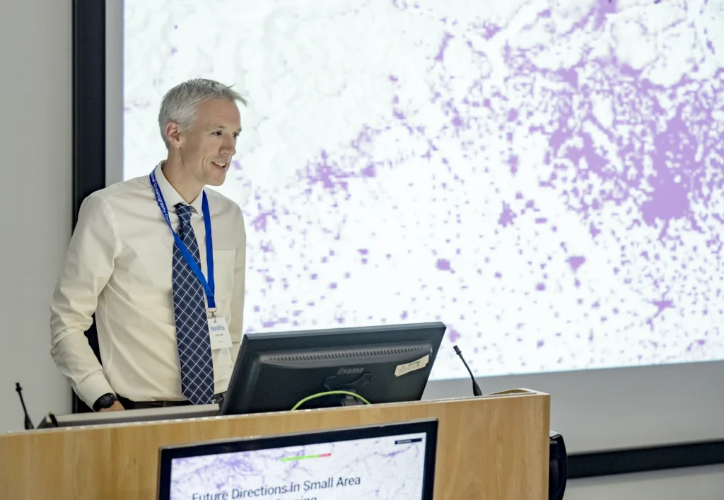 Photo of Professor Andy Tatem at the WorldPop 10th Anniversary event, 9 October 2024.