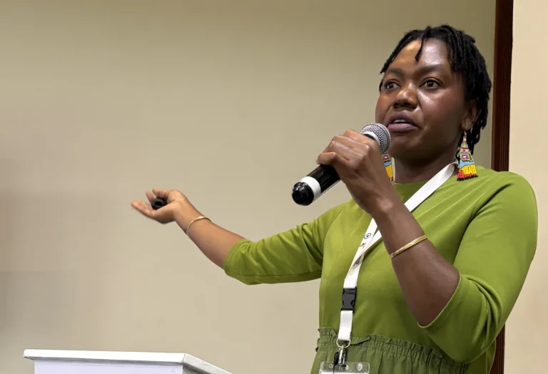 Photo of Doctoral Researcher Tuli Amutenya presenting at Global Data Festival 2026