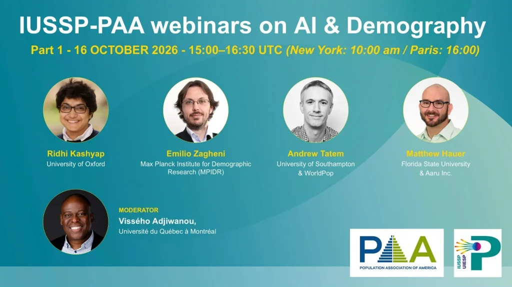 graphic promoting IUSSP-PAA webinar on AI & Demography