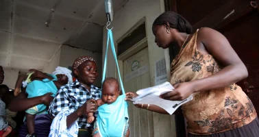 Photo of health clinic for Congo refugees in Uganda