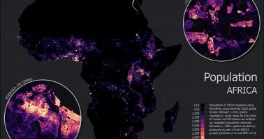 Map showing population across Africa, with inset maps for Lusaka and Kinshasa, by Heather Chamberlain