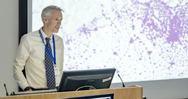 Photo of Professor Andy Tatem at the WorldPop 10th Anniversary event, 9 October 2024.