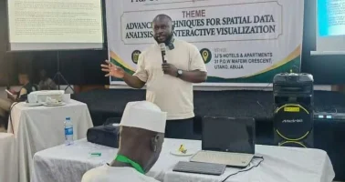 Photo of Dr Edson Utazi presenting a pre conference workshop at CISON 2026