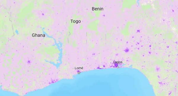 Screen capture of graphic from ArcGIS Scene Viewer of Global Projected Count of Children Under Age 5 for 2030 derived from 1-km cell size WorldPop Global2.