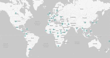 World map showing distribution of surevy responders.
