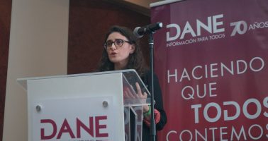 Senior Enterprise Fellow Dr Natalia Tejedor-Garavito addressing DANE's “Statistical Mind: 70 making us all count" meeting in Bogotá, Colombia
