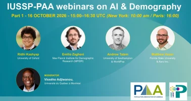 graphic promoting IUSSP-PAA webinar on AI & Demography