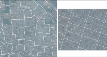 Example preEA Tool output, where urban preEA outlines overlaid on high resolution satellite imagery.