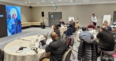 Photo of conference hall with delegates at a UNICEF–MICS–WorldPop Regional Workshop for the Arab States in Amman, Jordan