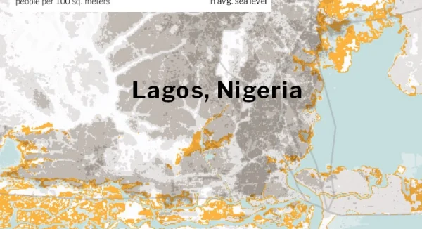 Graphic showing potential effect of sea level rise in Lagos, Nigeria