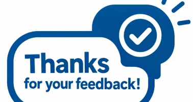 graphic image of speech bubbles with text: "Thanks for your feedback"
